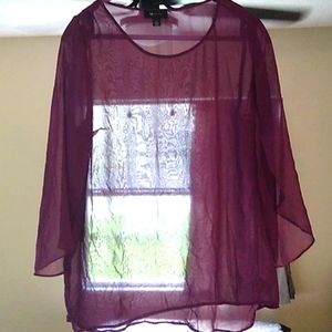 Purple shear split sleeve top